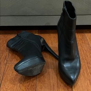 Black leather booties